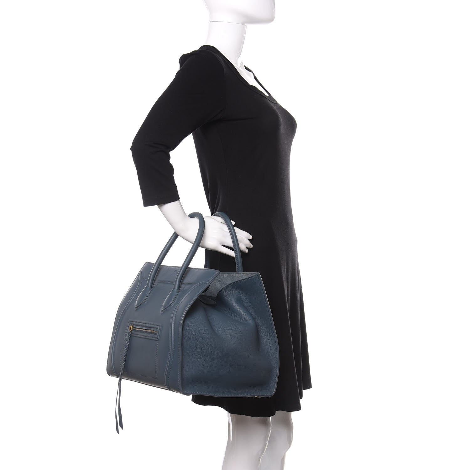 Celine Supple Calfskin Medium Phantom Luggage Blue 2 of 16