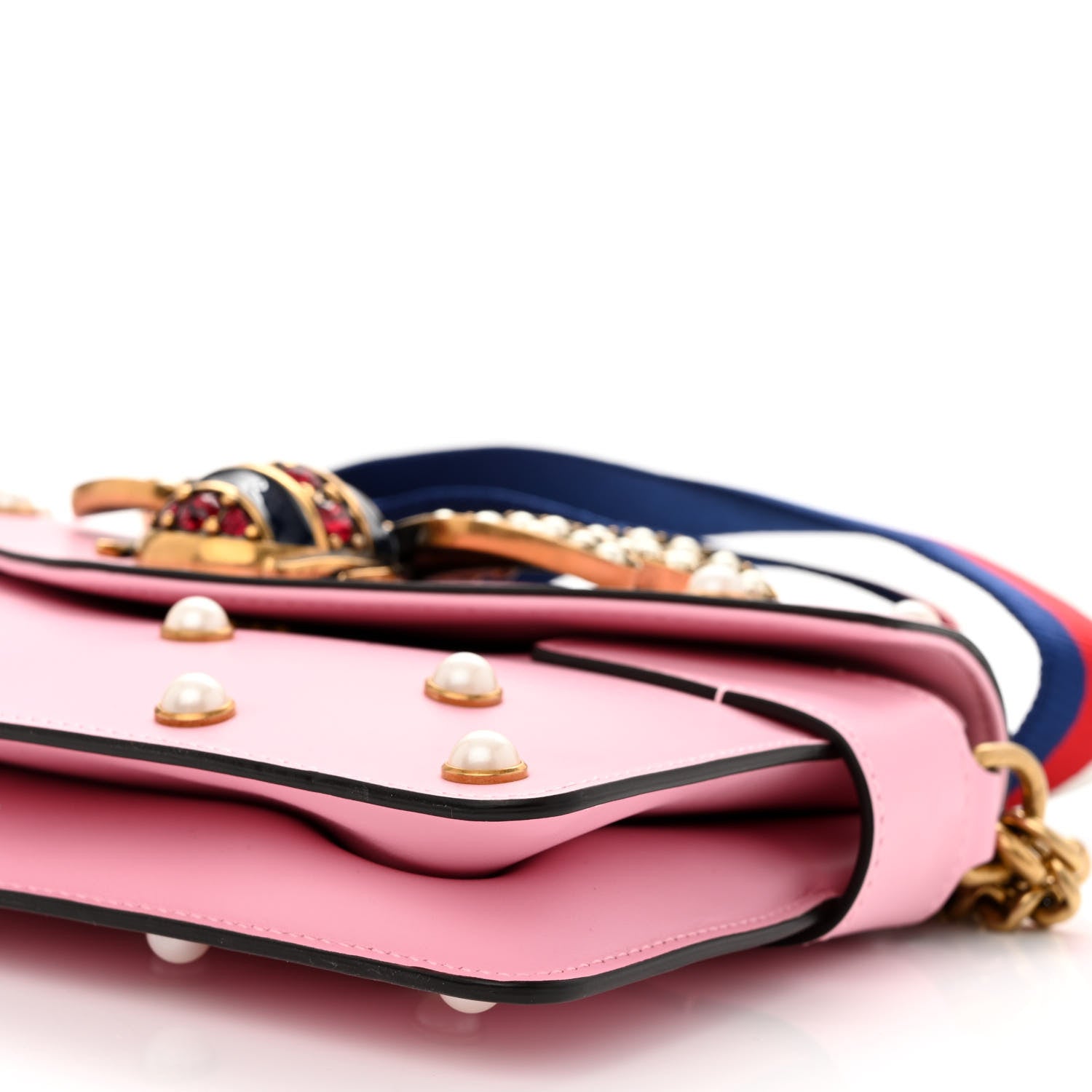 Gucci Nappa Pearl Studded Mini Queen Margaret Broadway Shoulder Bag Sugar Pink 11 of 12