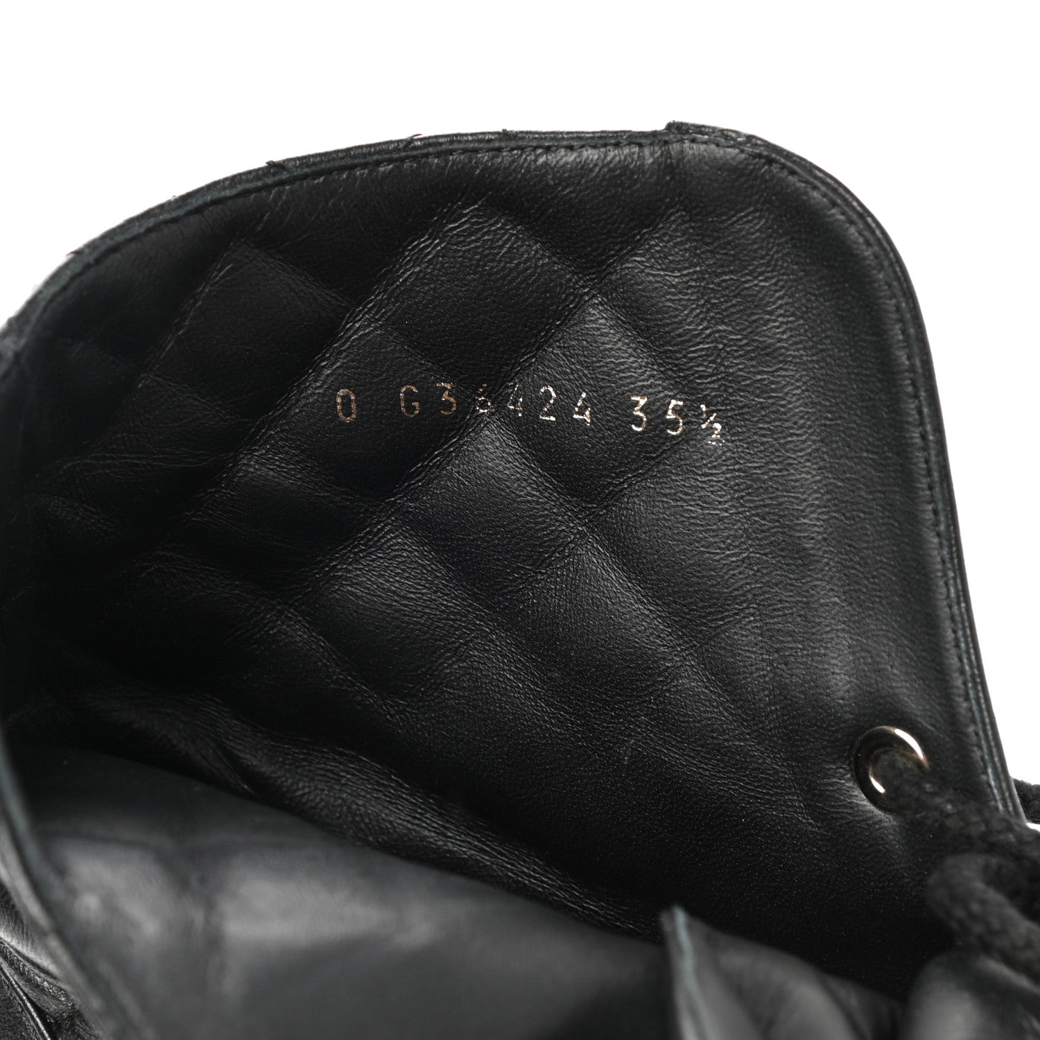Chanel Shiny Lambskin Quilted Lace Up Combat Boots 35.5 Black 7 of 9