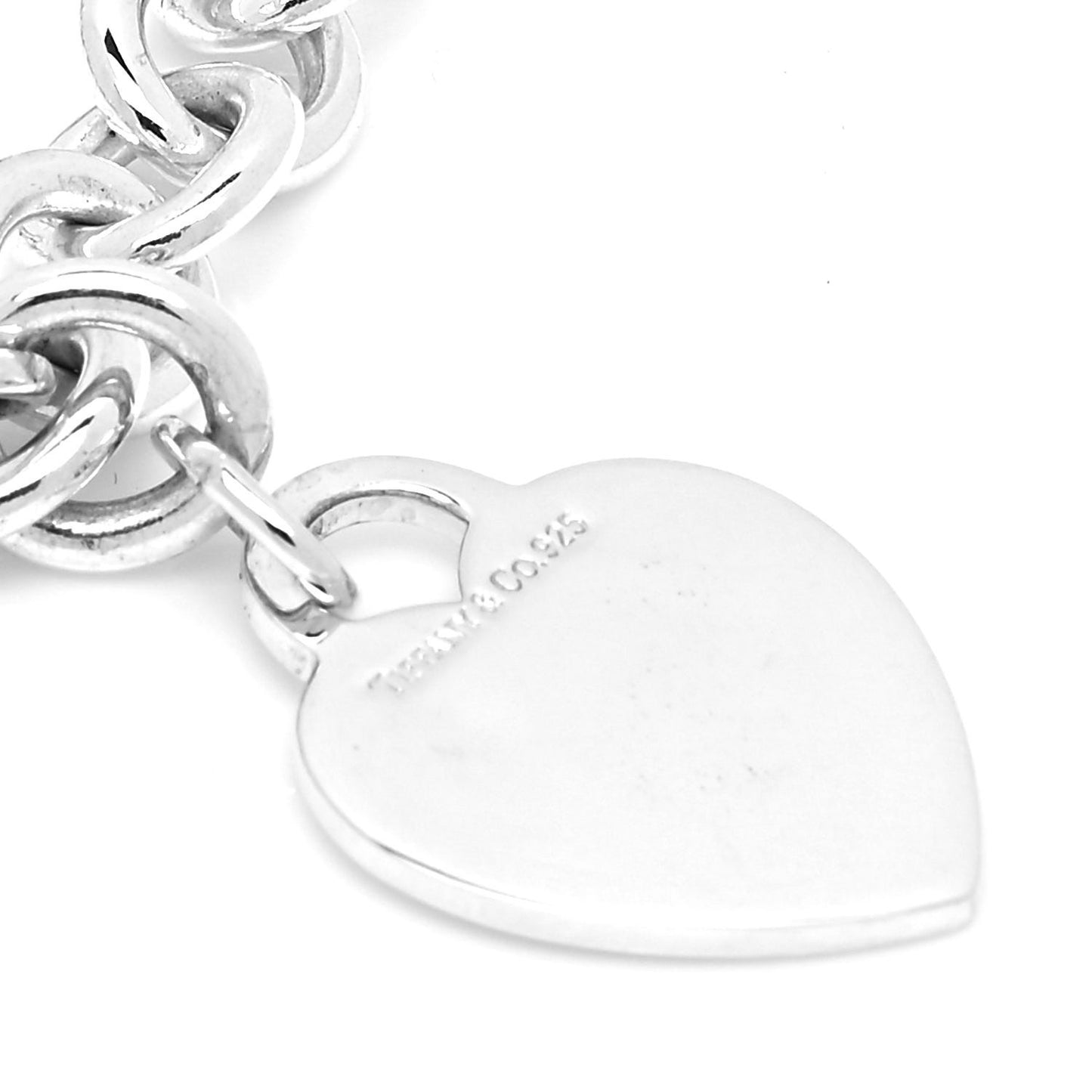 Sterling Silver Heart Tag Charm Bracelet