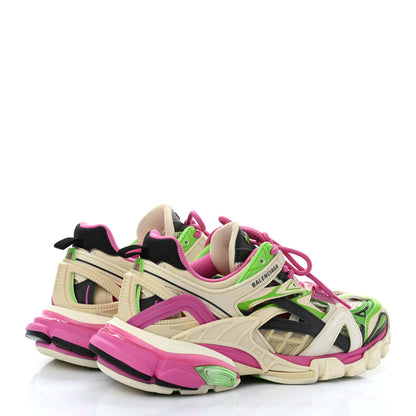 Balenciaga Rubber Mesh Bi-Color Womens Track.2 Open Sneakers 38 White Green Pink 4 of 10