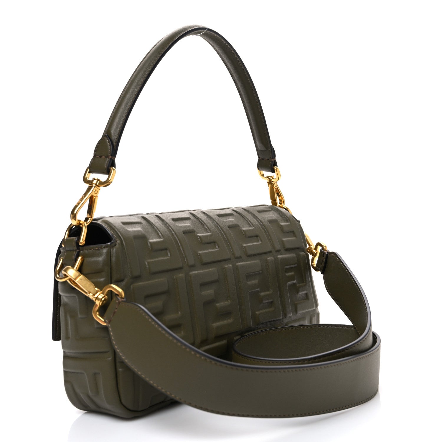 Fendi Nappa FF 1974 Embossed Baguette Avocado 3 of 10