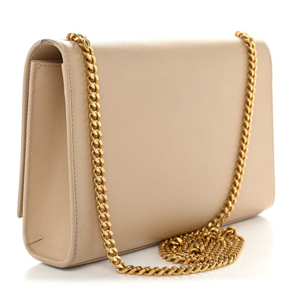 Saint Laurent Grain De Poudre Medium Monogram Kate Satchel Dark Beige 2 of 14