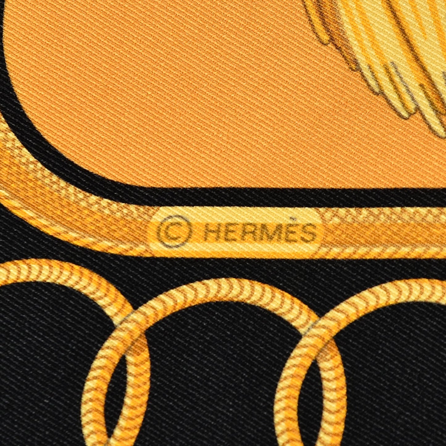 Silk Epaulettes Scarf 70 Black Jaune D'Or Vieil Or