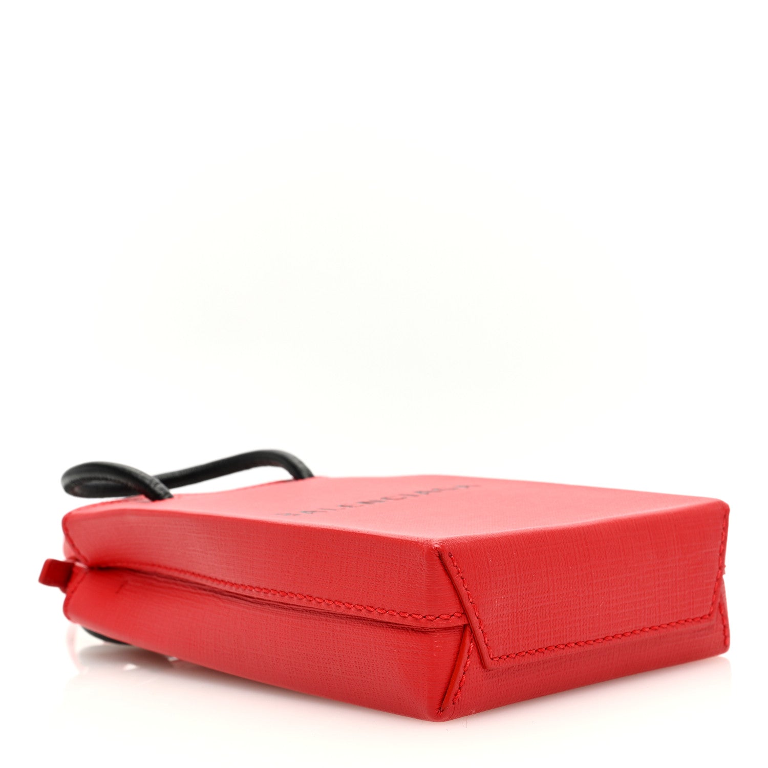 Balenciaga Squared Calfskin Logo Shopping Phone Holder Bag Red 4 of 9