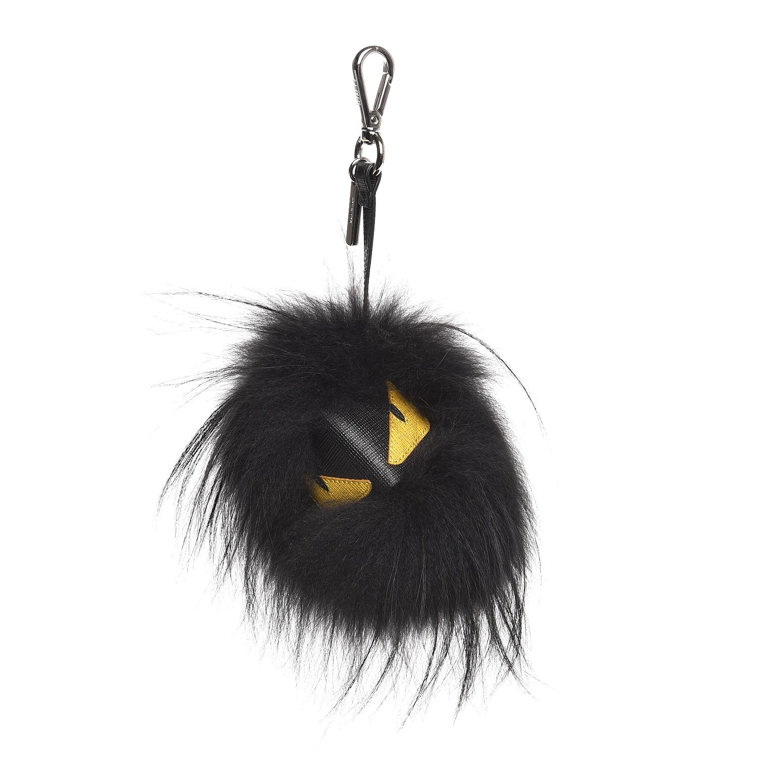 Fendi Vitello Elite Fox Fur Fusto Monster Bag Bug Charm Black Yellow 1 of 4