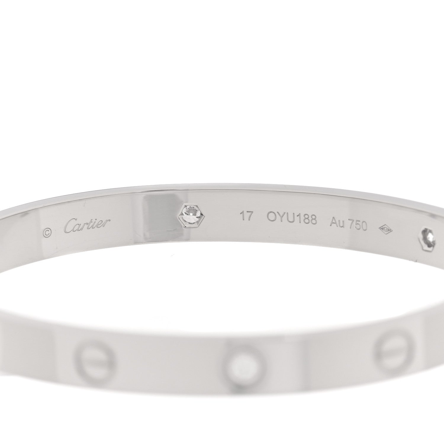 Cartier 18K White Gold 4 Diamond Love Bracelet 17 3 of 8