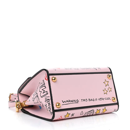 Dolce & Gabbana Calfskin Graffiti Printed Welcome Satchel Pink Black 3 of 4