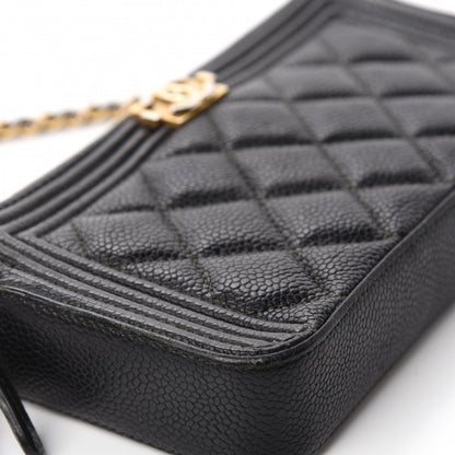 Chanel Caviar Quilted Small Boy Clutch With Chain Black 8 of 17