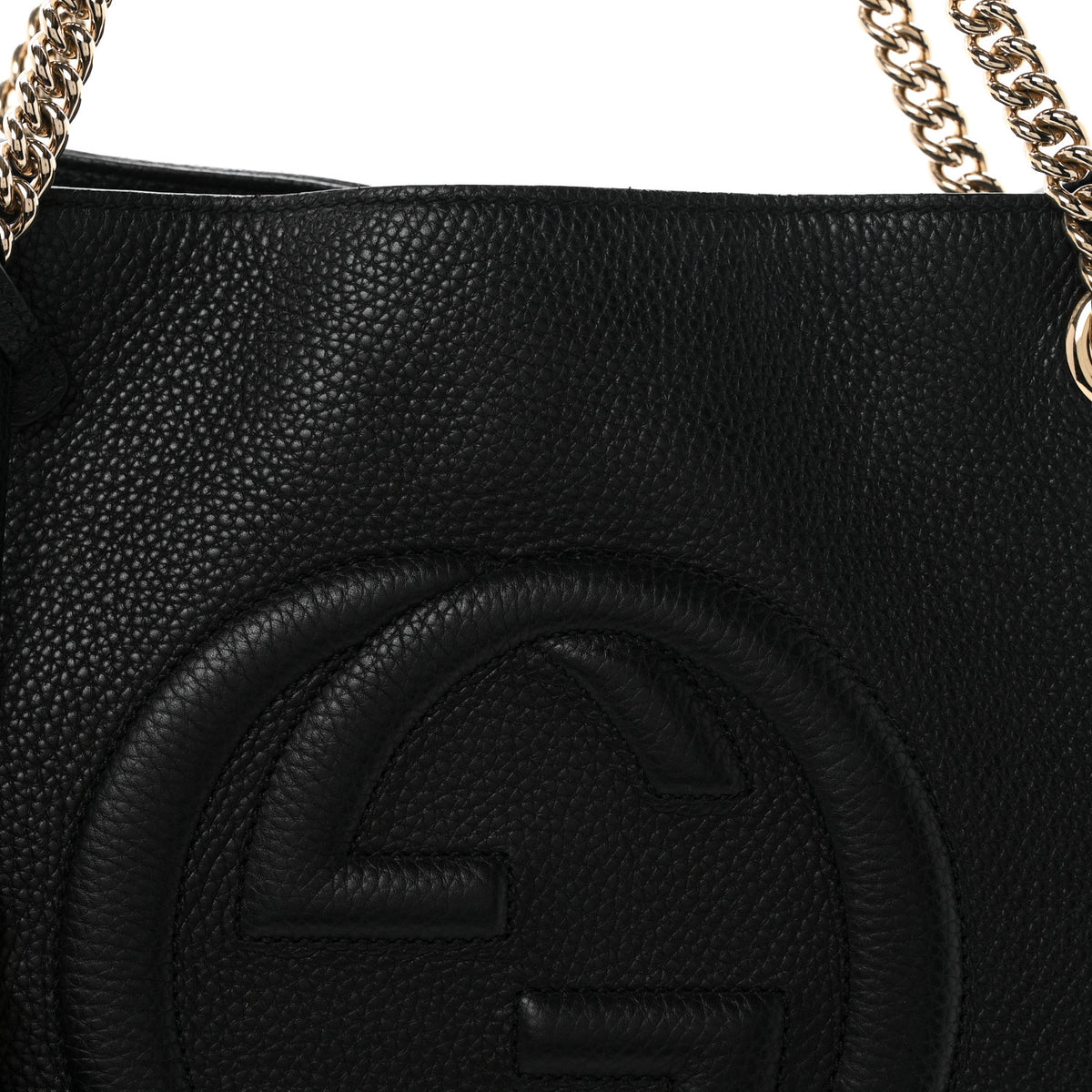 Pebbled Calfskin Medium Soho Chain Shoulder Bag Black