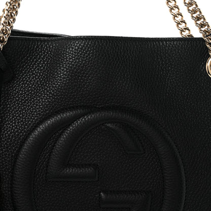 Gucci Pebbled Calfskin Medium Soho Chain Shoulder Bag Black 8 of 10