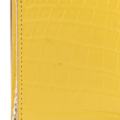 Alexander McQueen Calfskin Crocodile Embossed Skull Mini Crossbody Bag Yellow 12 of 12