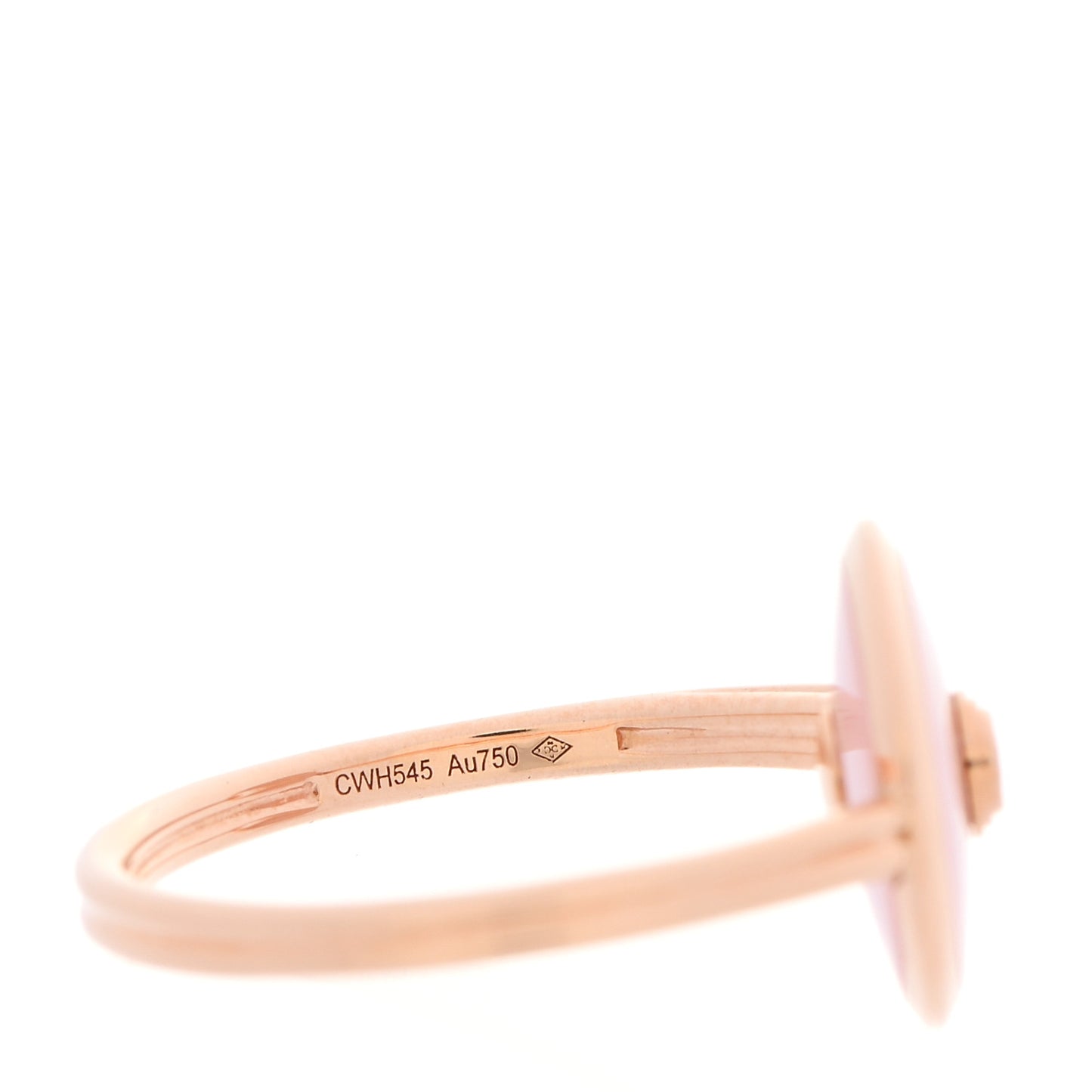 18K Pink Gold Diamond Pink Opal Amulette de Cartier Ring 51 5.75