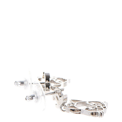 Chanel Crystal Emoji Choupette Cat CC Earrings Silver 4 of 5