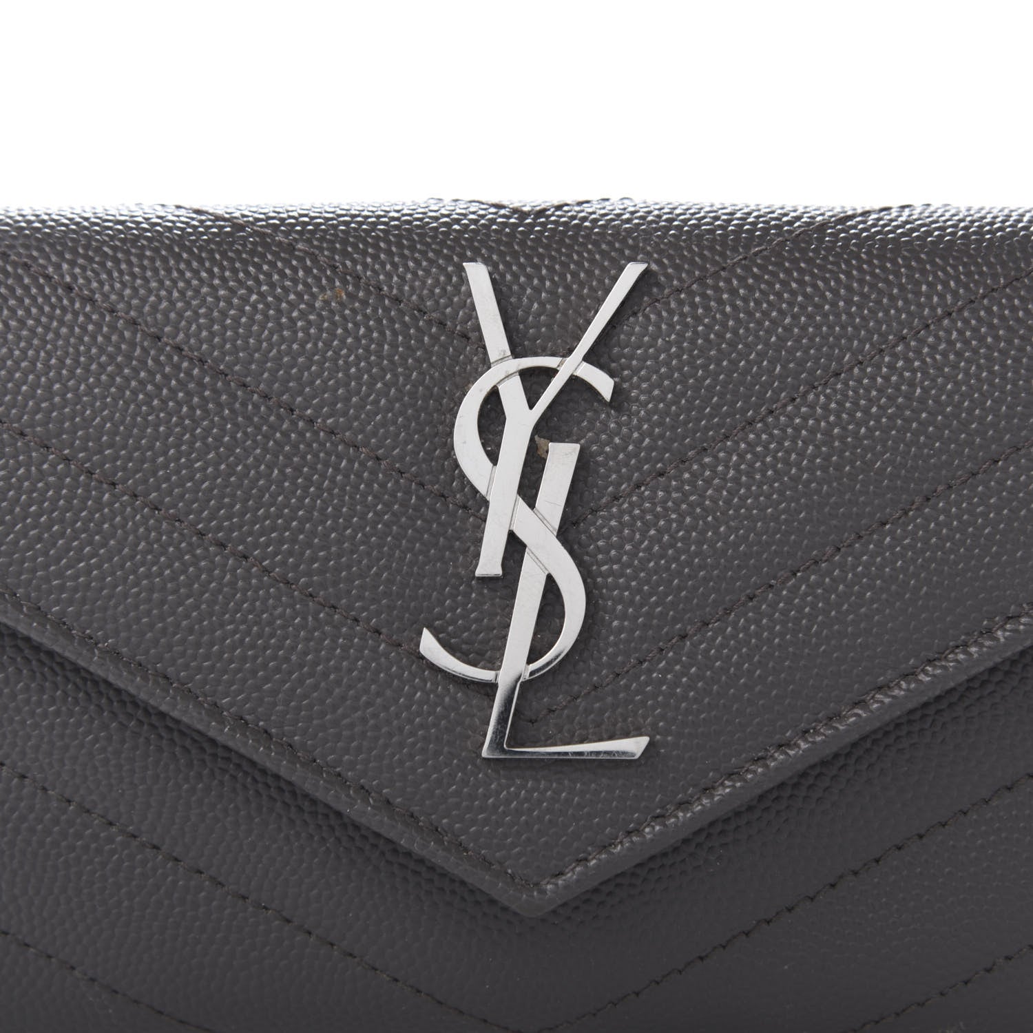 Saint Laurent Grain De Poudre Matelasse Chevron Small Monogram Envelope Wallet Earth 9 of 9