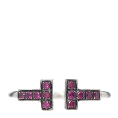 Tiffany 18K White Gold Ruby T Wire Ring 49 4.75 1 of 5
