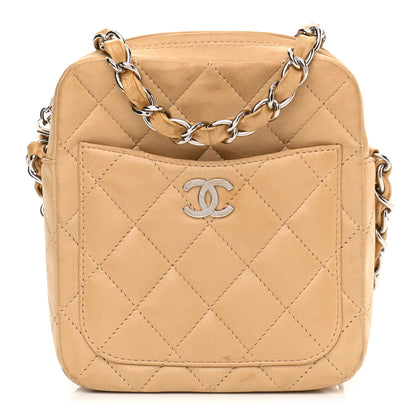 Chanel Lambskin Quilted Mini Messenger Bag Beige 1 of 15