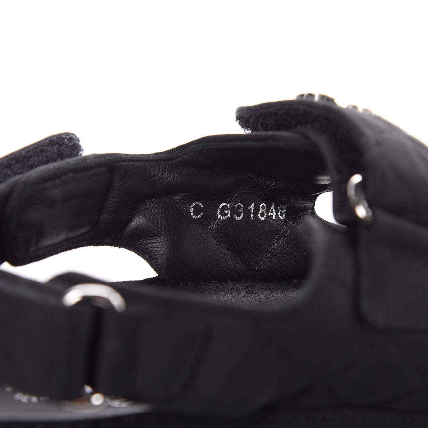 Grosgrain CC Crystal Flat Sandals 36 Black