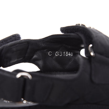 Chanel Grosgrain CC Crystal Flat Sandals 36 Black 6 of 9