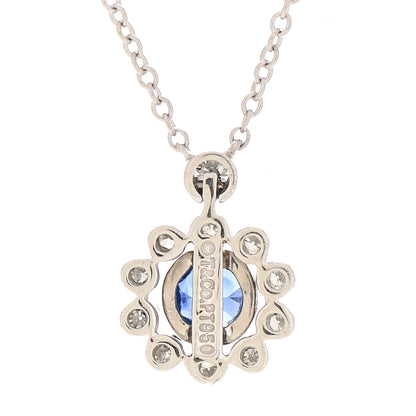 Tiffany Platinum Diamond Blue Sapphire Enchant Flower Pendant Necklace 4 of 6