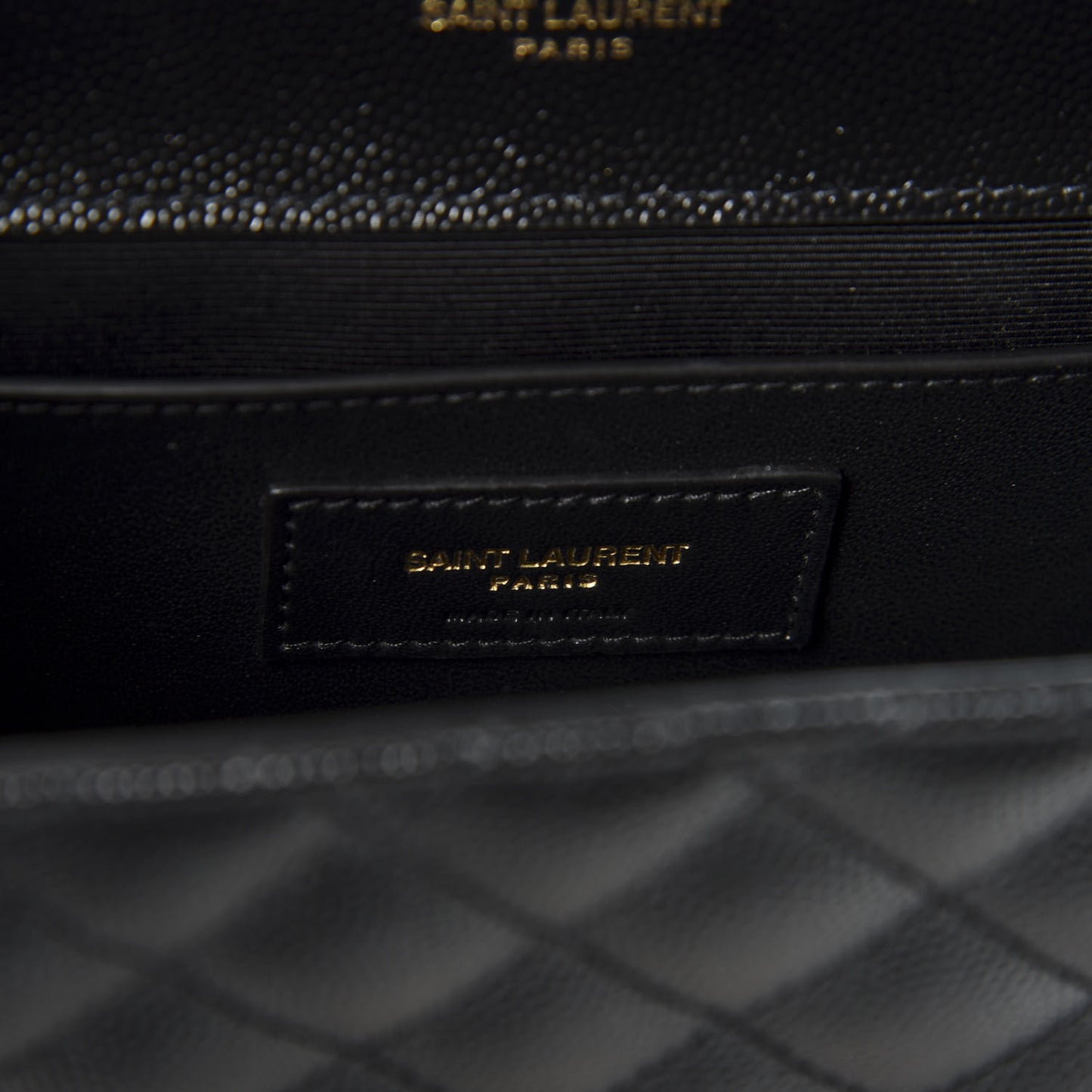 Grain De Poudre Textured Mixed Matelasse Triquilt Medium Monogram Satchel Black