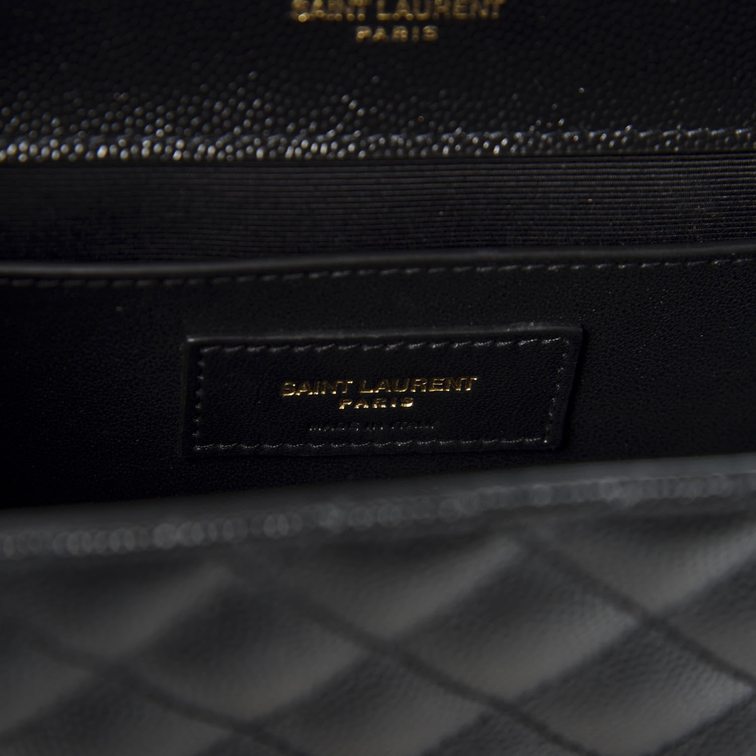 Saint Laurent Grain De Poudre Textured Mixed Matelasse Triquilt Medium Monogram Satchel Black 7 of 9