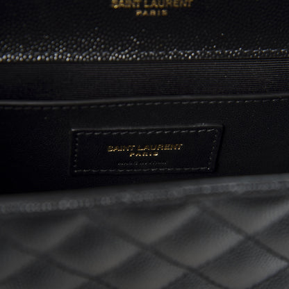Saint Laurent Grain De Poudre Textured Mixed Matelasse Triquilt Medium Monogram Satchel Black 7 of 9