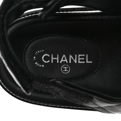 Chanel Grained Calfskin Velcro Dad Sandals 38 Black 7 of 8