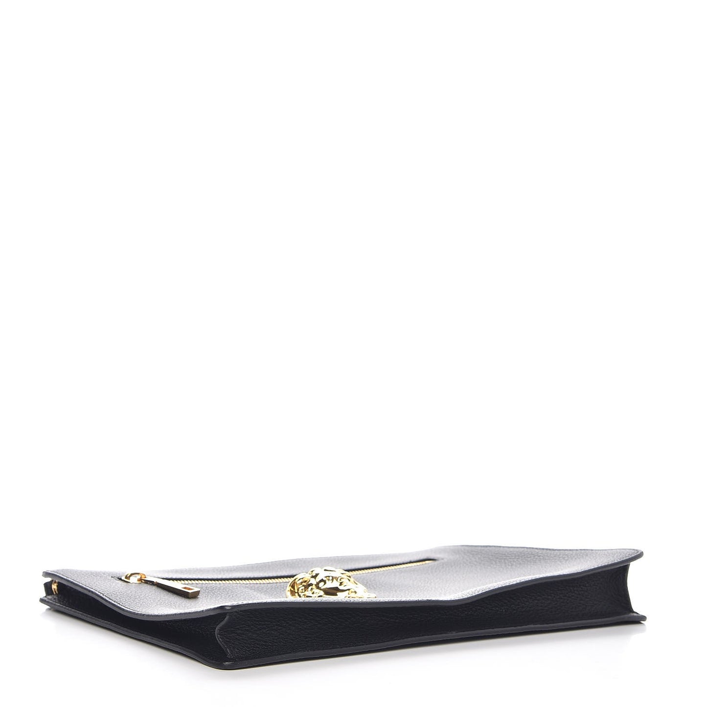 Grained Calfskin Medusa Head Pochette Black