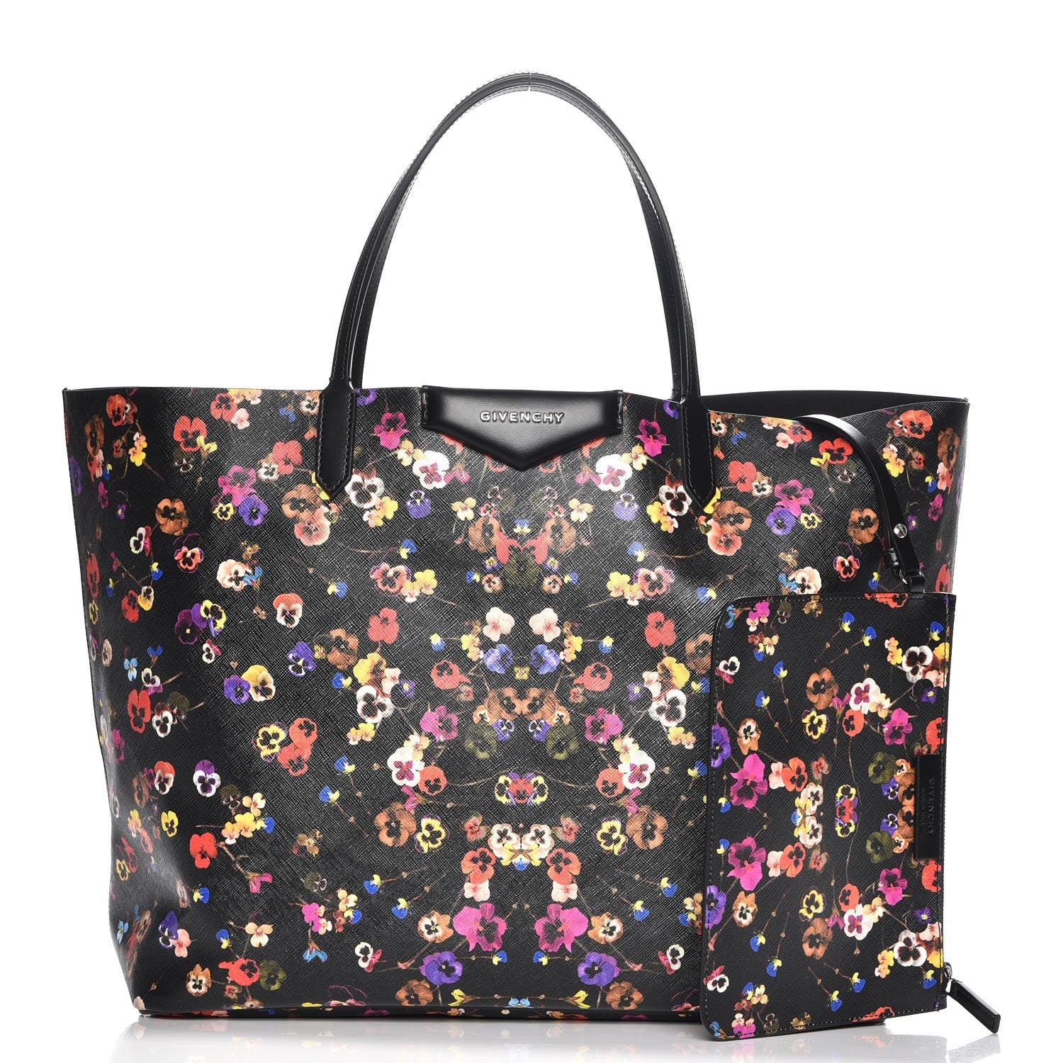 Givenchy Coated Canvas Pansy Print Large Antigona Tote Black 1 of 7