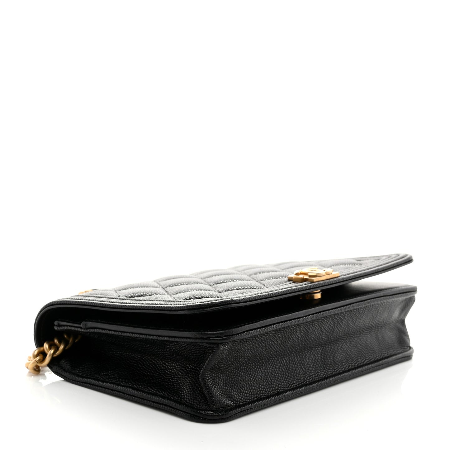 Caviar Quilted Boy Wallet On Chain WOC Black