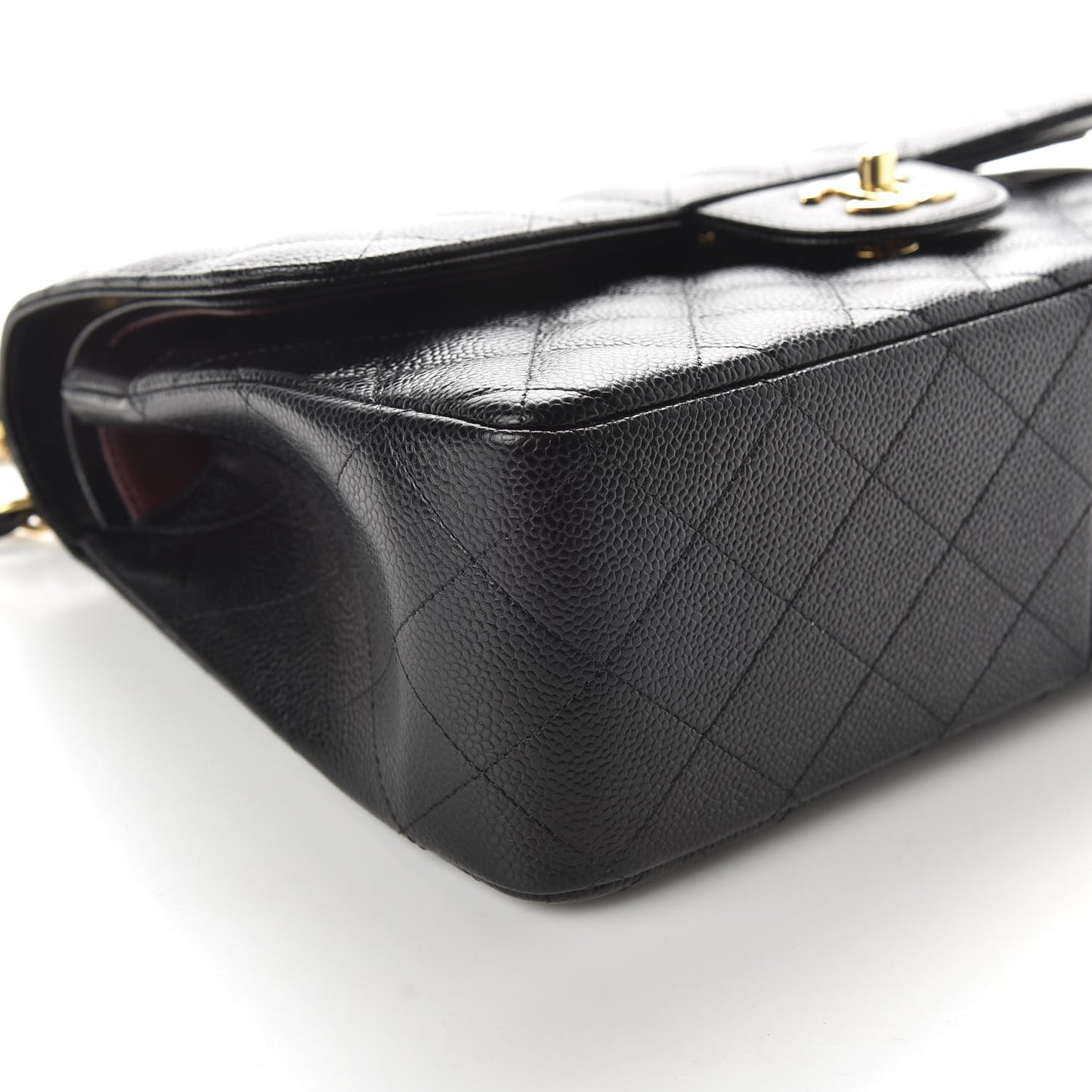 Caviar Quilted Jumbo Double Flap Black