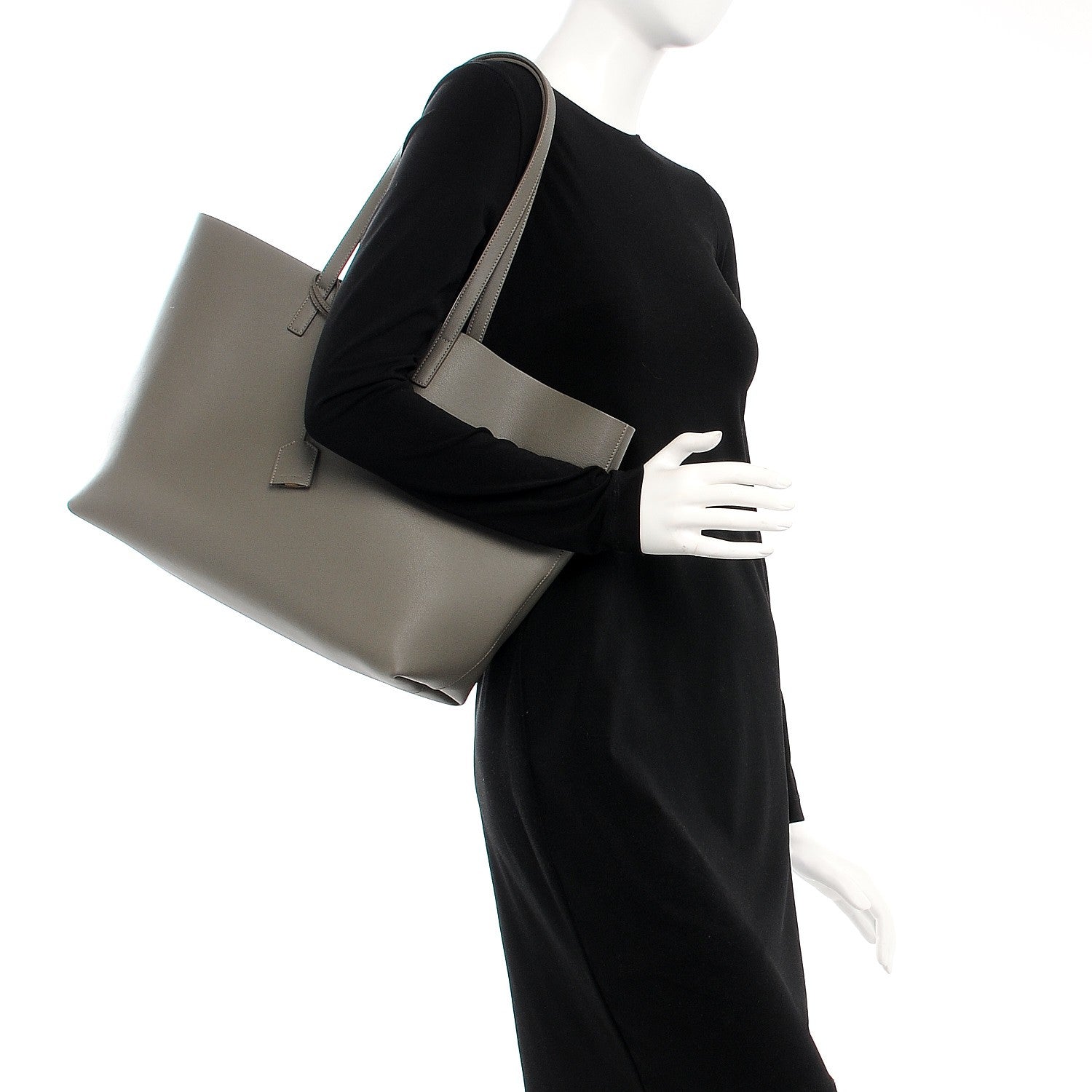Saint Laurent Calfskin Large Shopping Tote Kaki Militaire 2 of 8