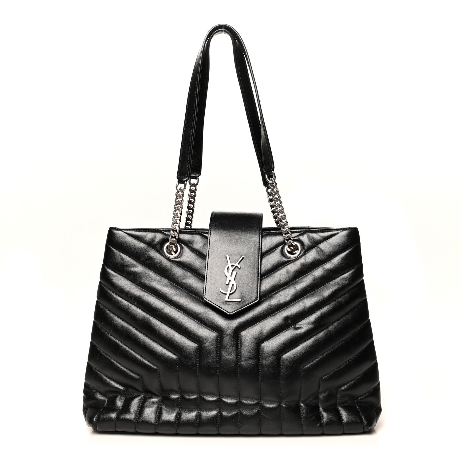 Saint Laurent Calfskin Y Quilted Monogram Large Loulou Shopper Black 1 of 16
