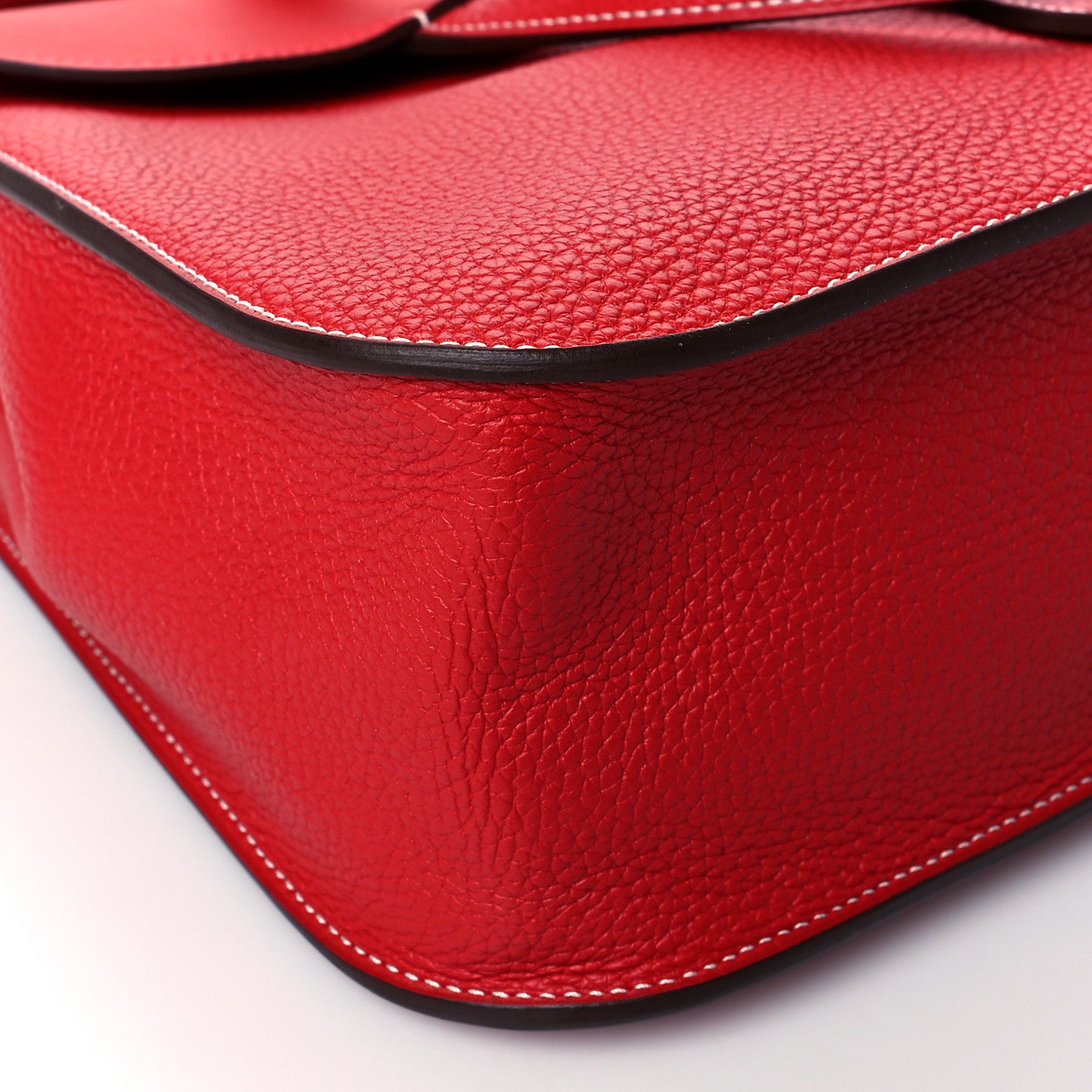 Hermes Taurillon Clemence Verso Halzan 31 GM Rouge Casaque Vermillion 8 of 10
