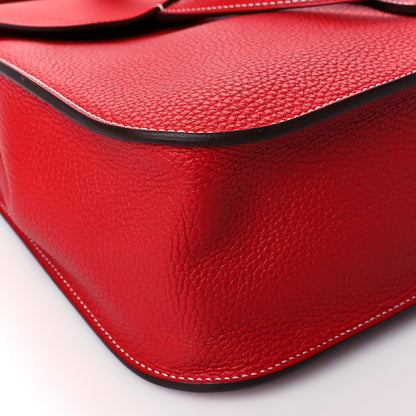 Hermes Taurillon Clemence Verso Halzan 31 GM Rouge Casaque Vermillion 8 of 10