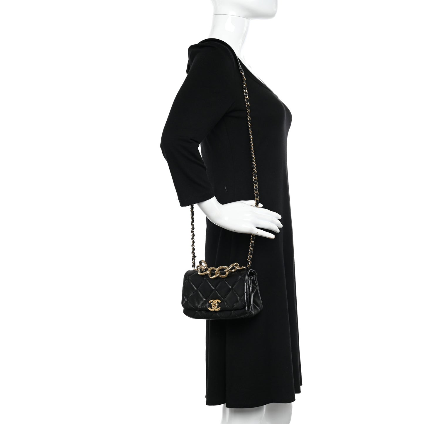 Lambskin Quilted Mini Color Match Flap Black