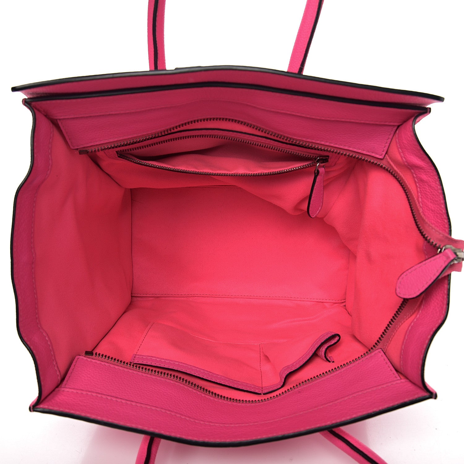 Celine Drummed Calfskin Mini Luggage Fluo Pink 4 of 11