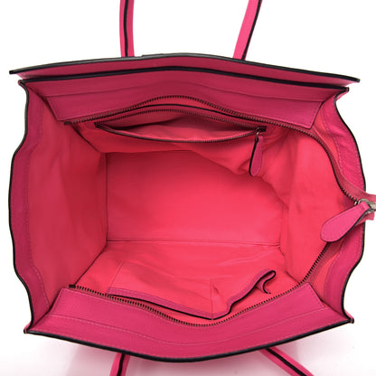 Celine Drummed Calfskin Mini Luggage Fluo Pink 4 of 11