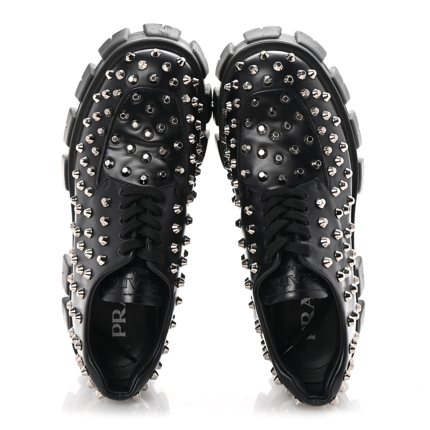 Spazzolato Rois Studded Lace Up Monolith 55mm Derby Loafers 38 Black