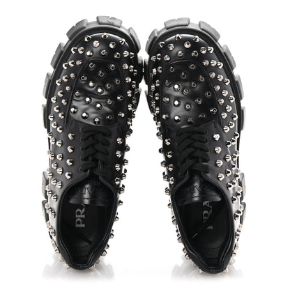 Prada Spazzolato Rois Studded Lace Up Monolith 55mm Derby Loafers 38 Black 2 of 9