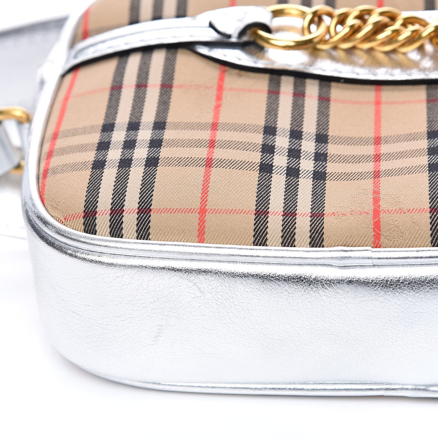 Smooth Calfskin 1983 Knight Check Link Bum Bag Silver
