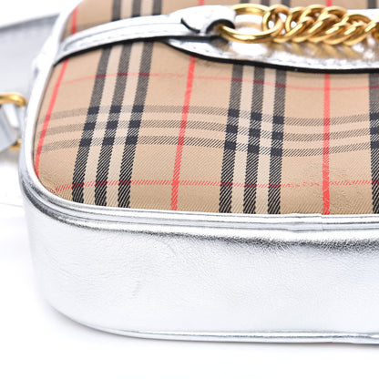 Burberry Smooth Calfskin 1983 Knight Check Link Bum Bag Silver 8 of 10