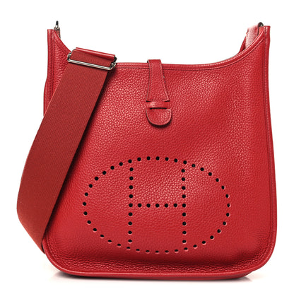 Hermes Taurillon Clemence Evelyne III PM Rouge Garance 1 of 10