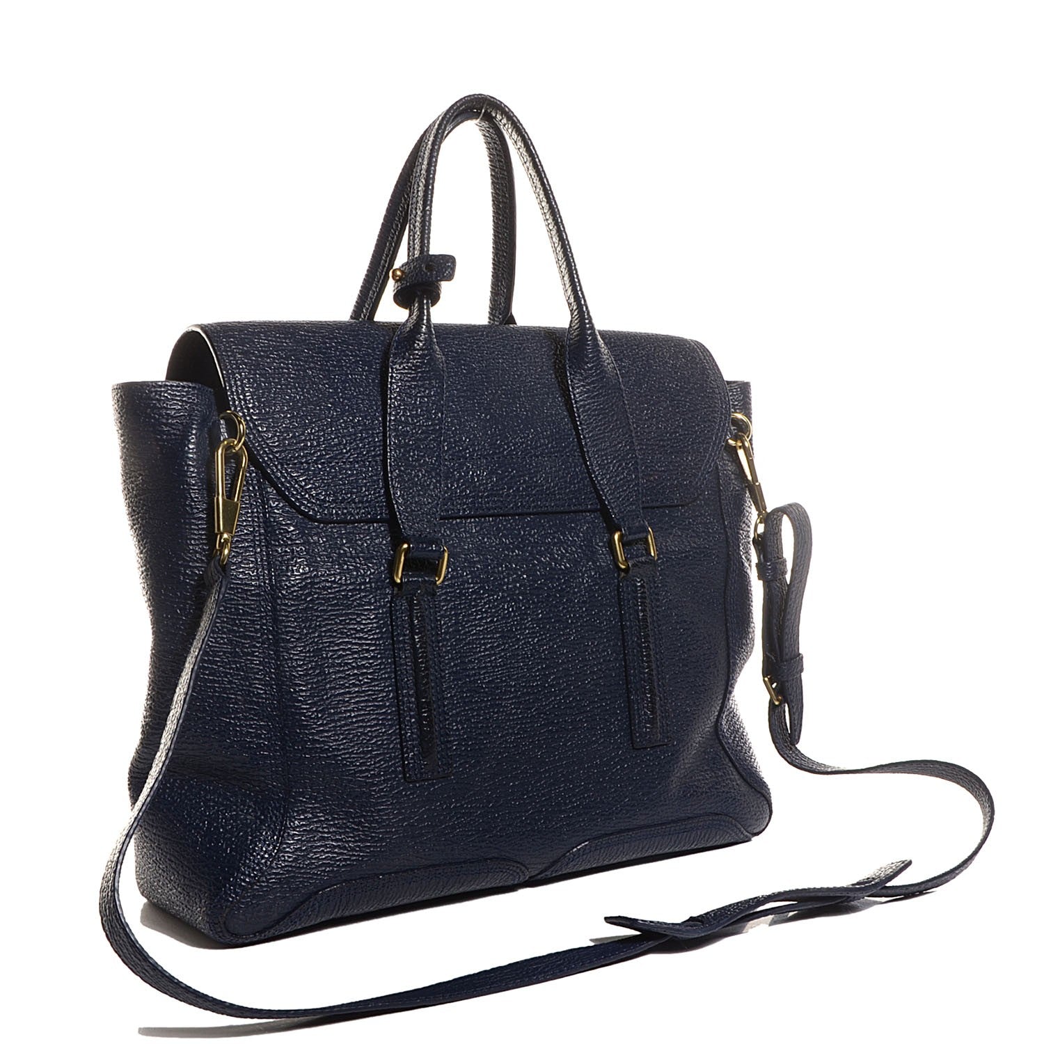 3.1 Phillip Lim Textured Calfskin Large Pashli Satchel Ink 3 of 9