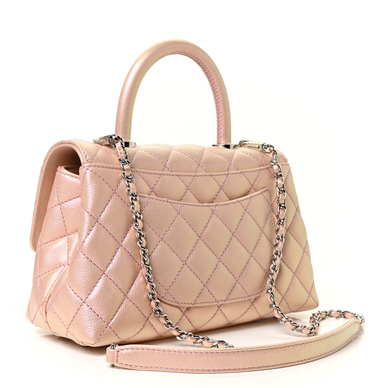 Chanel Iridescent Caviar Quilted Mini Coco Handle Flap Pink 3 of 9