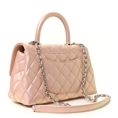 Chanel Iridescent Caviar Quilted Mini Coco Handle Flap Pink 3 of 9