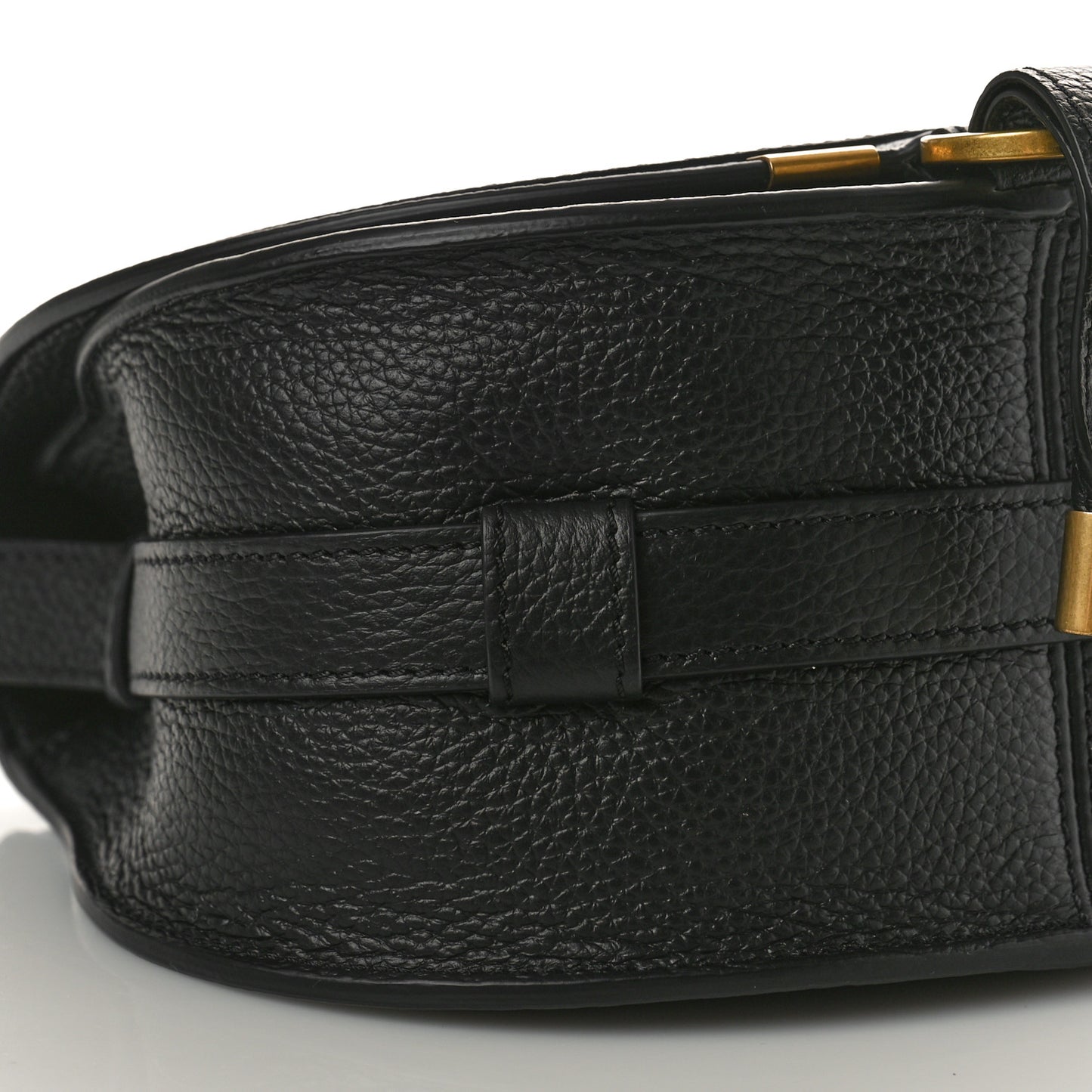 Grained Calfskin Small Marcie Saddle Bag Black