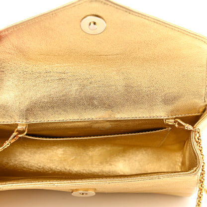 Chanel Metallic Lambskin Crystal Chevron Chain Clutch Gold 5 of 11