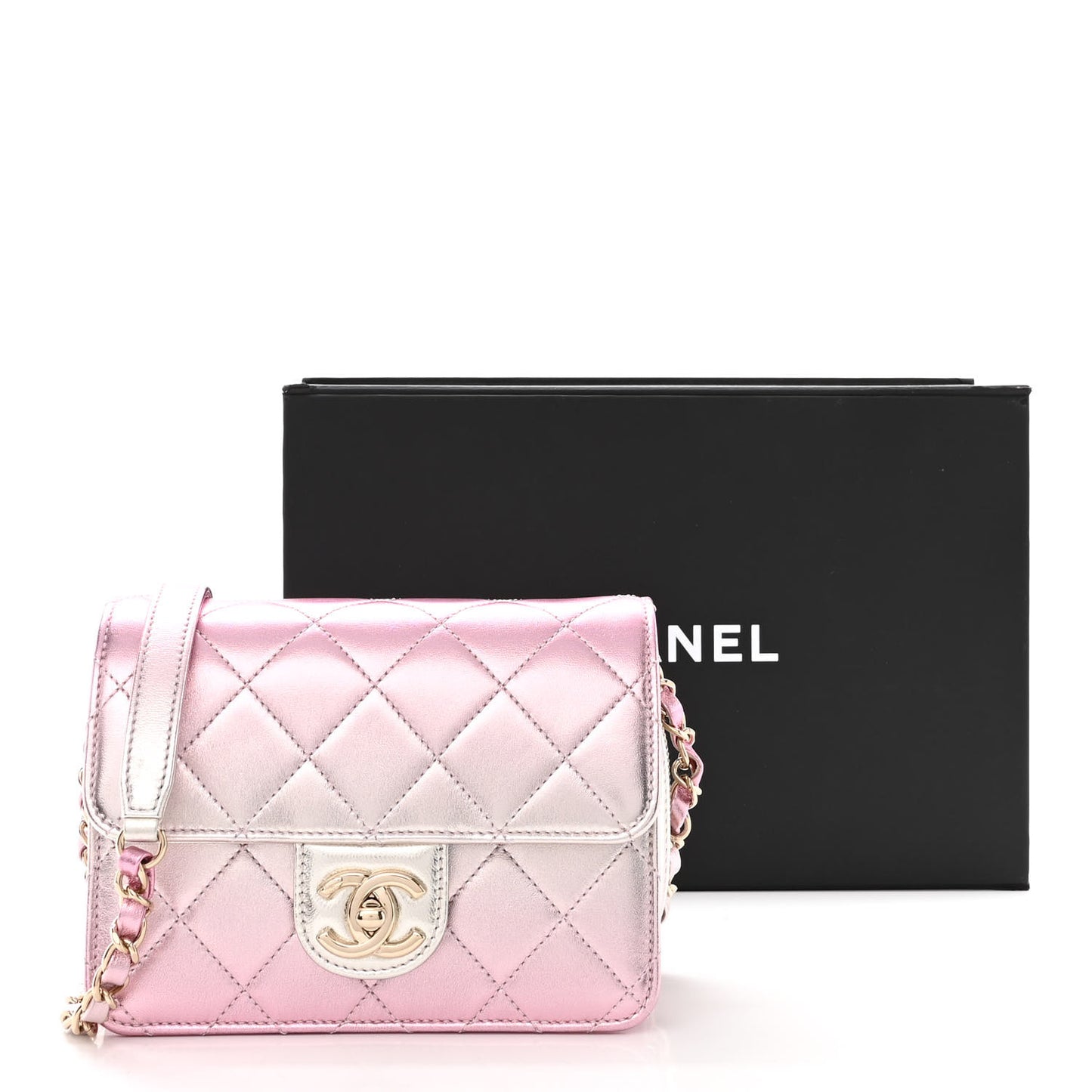 Metallic Lambskin Like A Wallet Flap Golden Pink